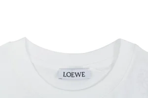 Loewe Black Cat Anagram Embroidered T-Shirt White Collar