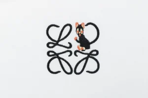Loewe Black Cat Anagram Embroidered T-Shirt White Front Brand