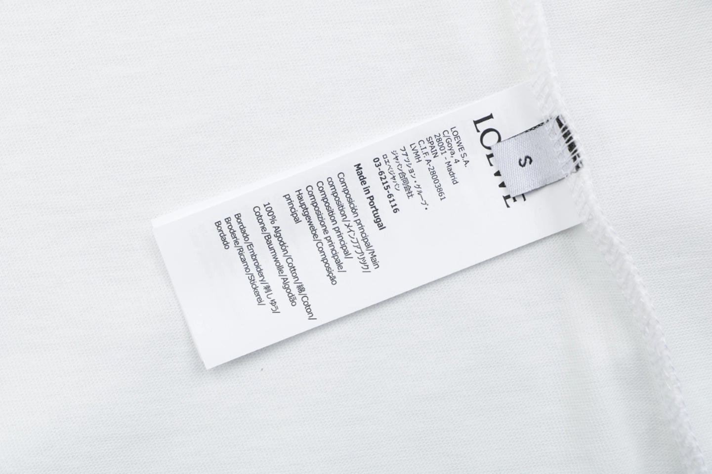 Loewe Black Cat Anagram Embroidered T-Shirt White Wash label