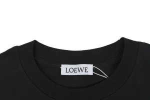 Loewe Black Cat Anagram Embroidered T-Shirt Black Collar