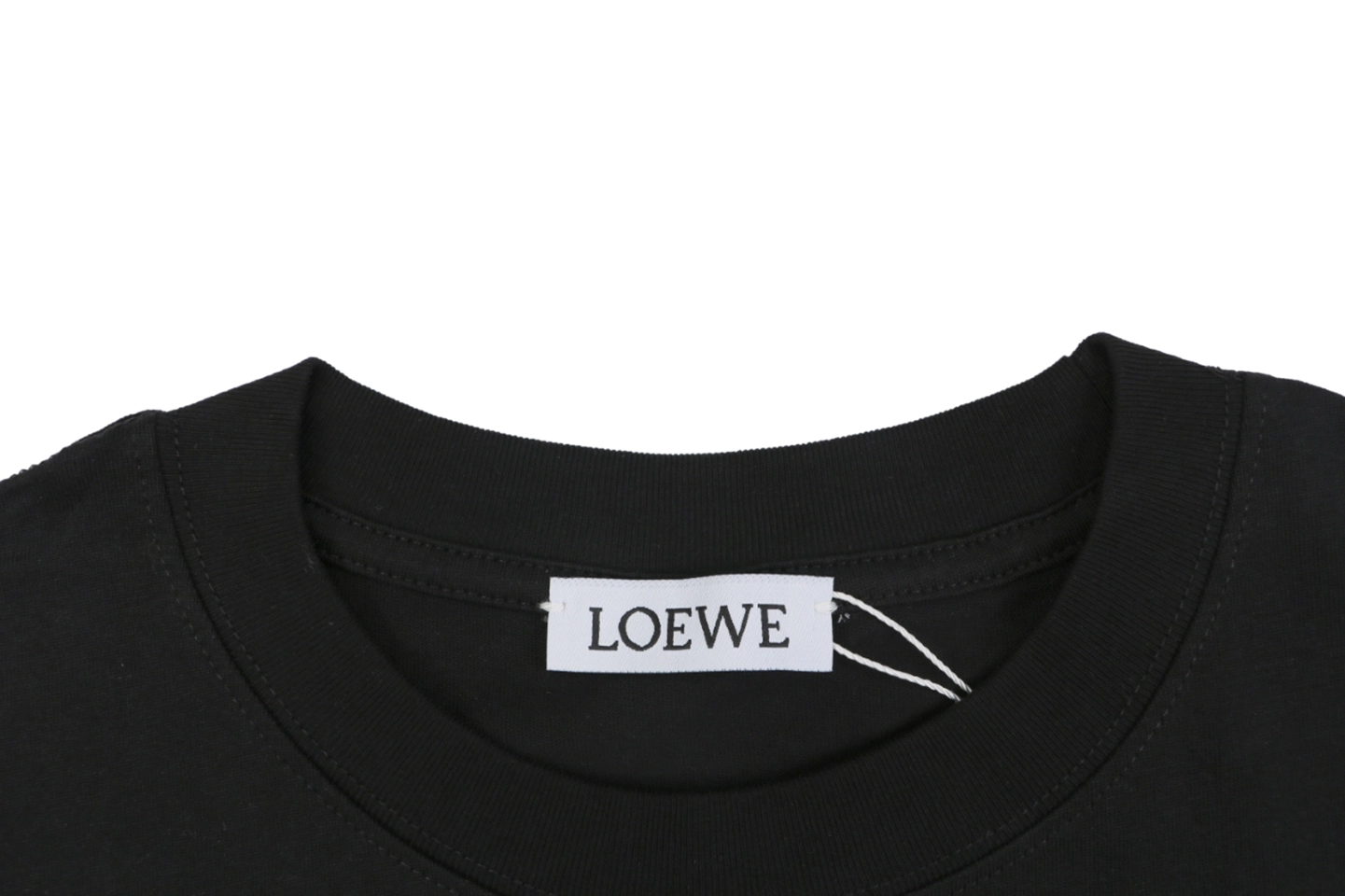 Loewe Black Cat Anagram Embroidered T-Shirt Black Collar