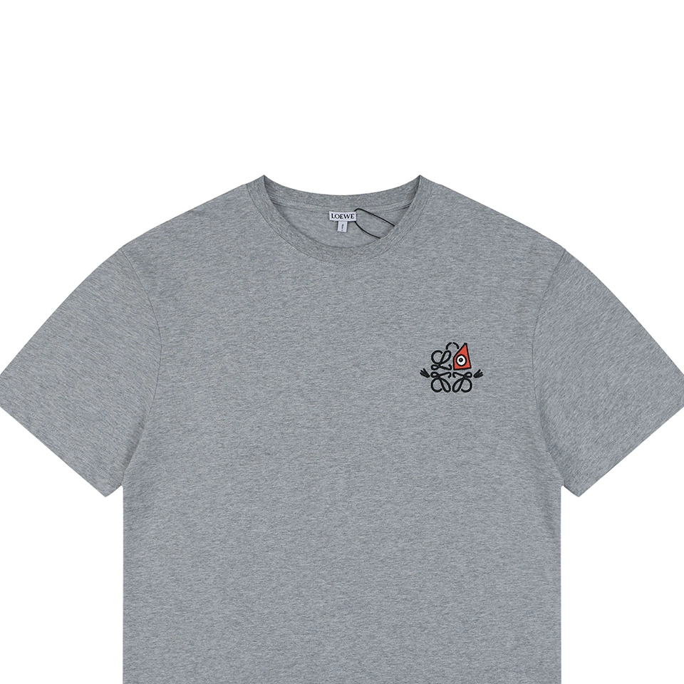 Loewe Eye Logo Embroidered T-Shirt Grey