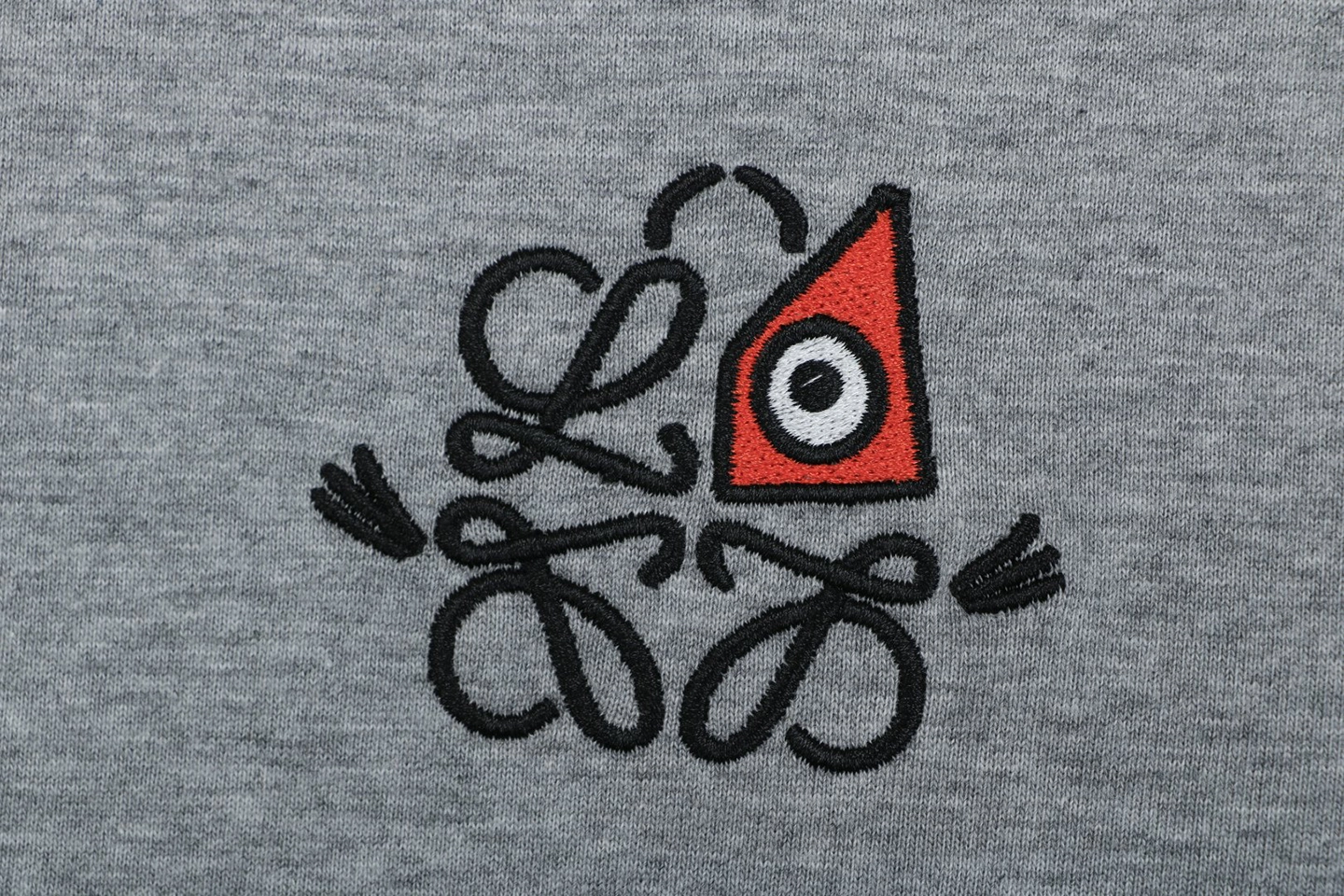 Loewe Eye Logo Embroidered T-Shirt Grey Front Brand