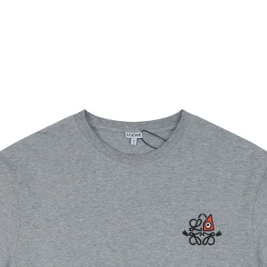 Loewe Eye Logo Embroidered T-Shirt Grey
