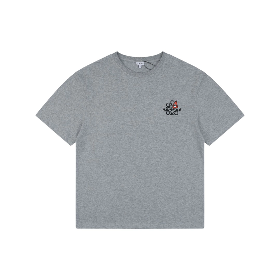 Loewe Eye Logo Embroidered T-Shirt Grey Front view