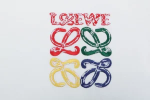 Loewe Multicolor Embroidered Anagram T-Shirt White Front Brand Print
