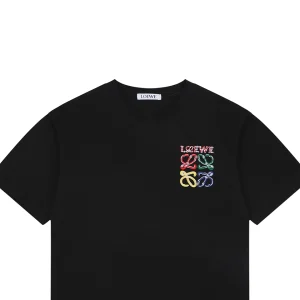 Loewe Multicolor Embroidered Anagram T-Shirt Black