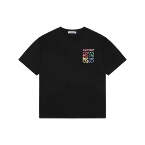 Loewe Multicolor Embroidered Anagram T-Shirt Black Front view