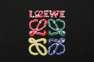 Loewe Multicolor Embroidered Anagram T-Shirt Black Front Brand