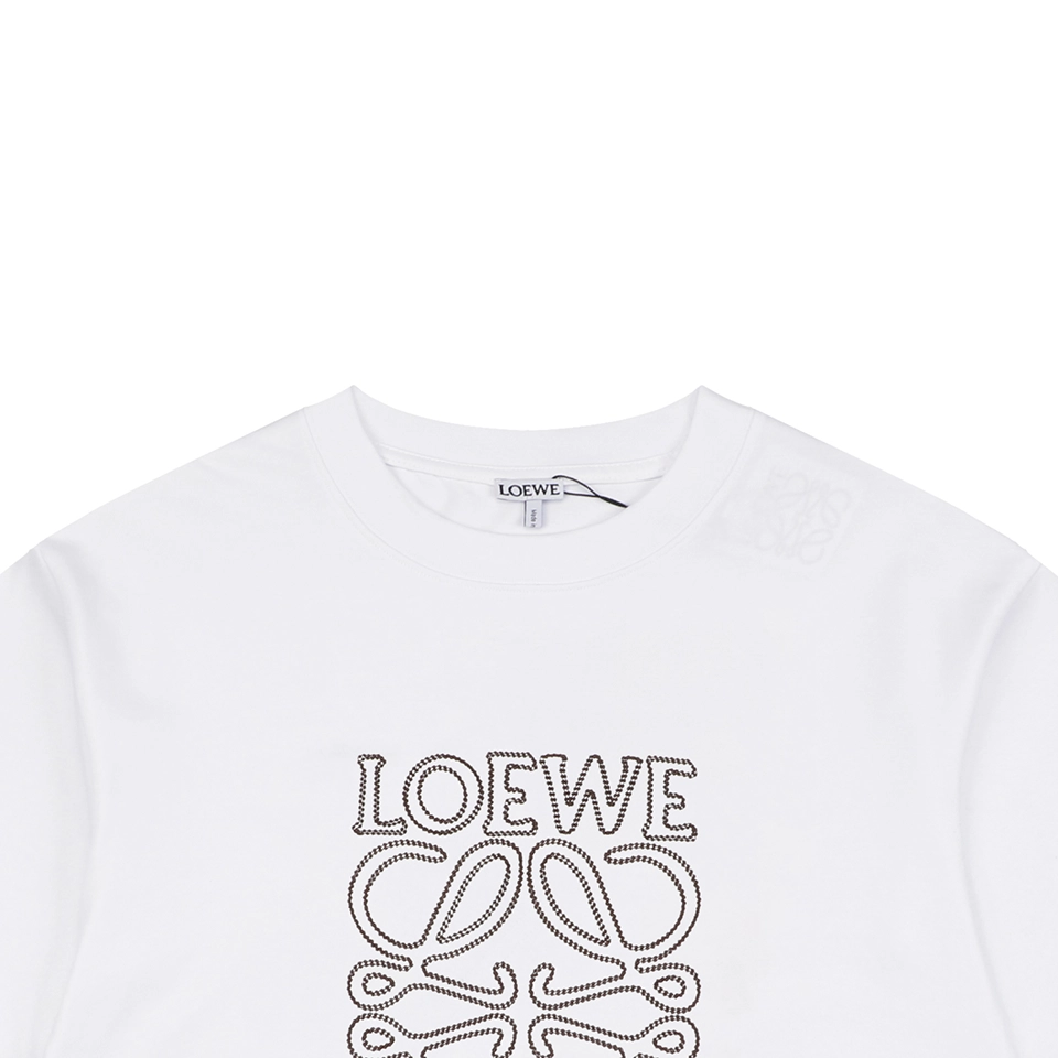 Loewe Openwork Embroidered Anagram Logo T-Shirt White