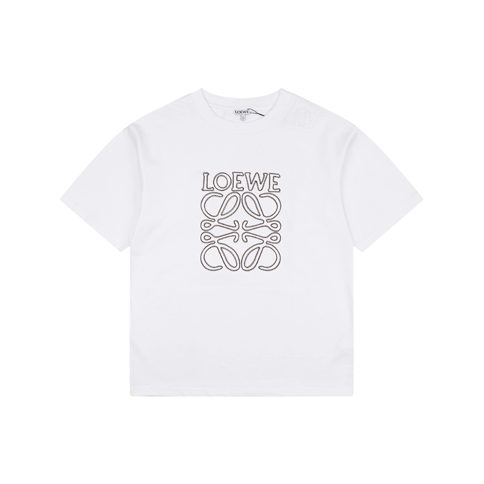 Loewe Openwork Embroidered Anagram Logo T-Shirt White Front view