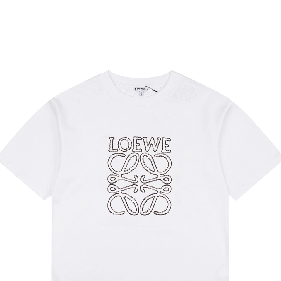 Loewe Openwork Embroidered Anagram Logo T-Shirt White