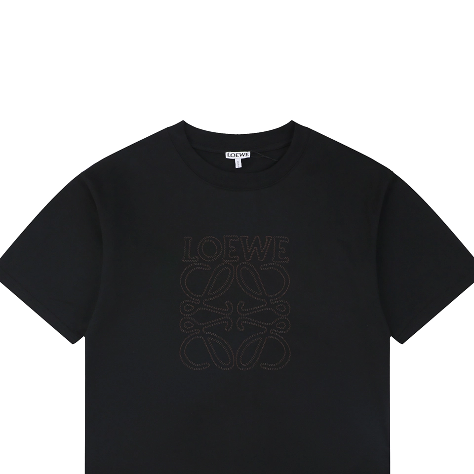 Loewe Openwork Embroidered Anagram Logo T-Shirt Black
