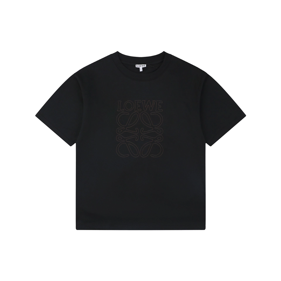 Loewe Openwork Embroidered Anagram Logo T-Shirt Black Front view