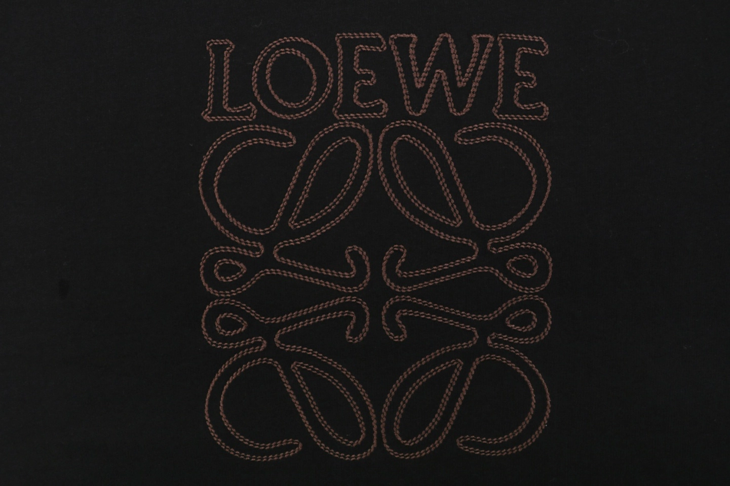 Loewe Openwork Embroidered Anagram Logo T-Shirt Black Front Brand