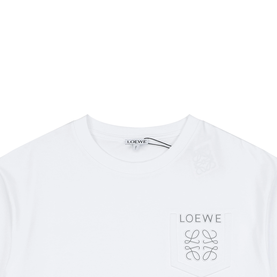 Loewe Reflective Embossed Anagram Pocket T-Shirt White