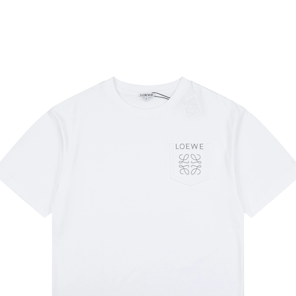 Loewe Reflective Embossed Anagram Pocket T-Shirt White