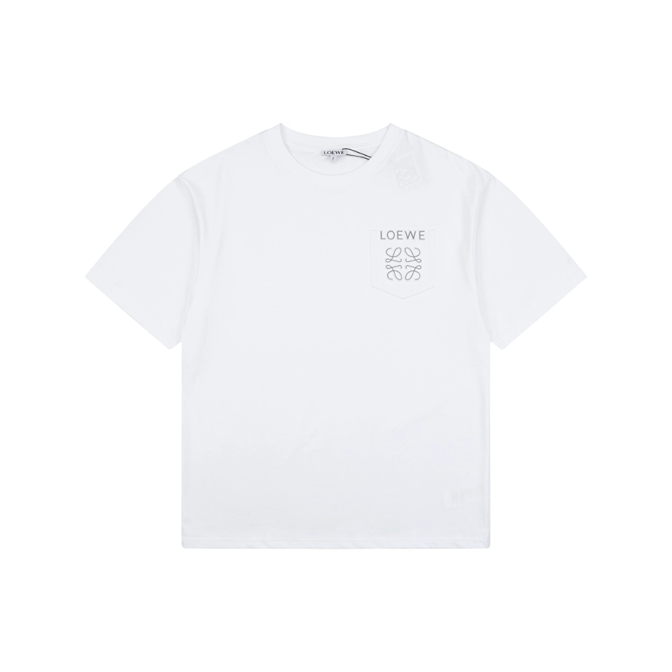 Loewe Reflective Embossed Anagram Pocket T-Shirt White Front view