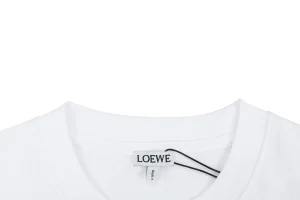 Loewe Reflective Embossed Anagram Pocket T-Shirt White Collar
