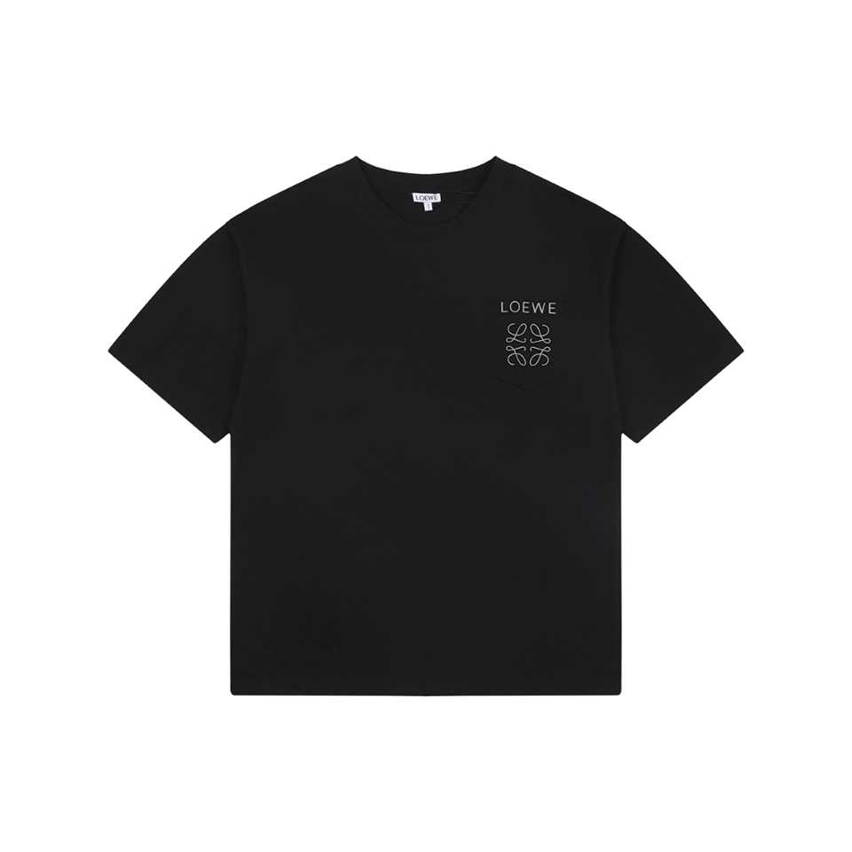 Loewe Reflective Embossed Anagram Pocket T-Shirt Black Front view