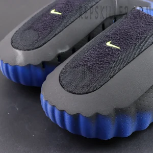 Nike Mind 001 Flyknit “Hyper Royal” upper detail featuring textured fabric across the instep and a neon green Swoosh logo