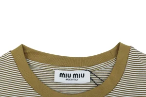 Miu Miu Mustard Collar Striped T-Shirt Collar