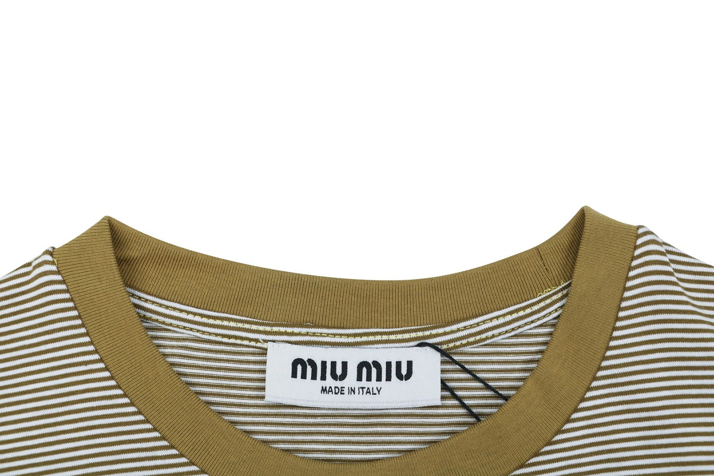 Miu Miu Mustard Collar Striped T-Shirt Collar