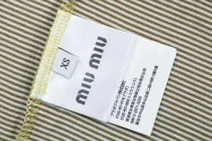 Miu Miu Mustard Collar Striped T-Shirt Wash label