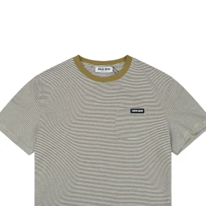 Miu Miu Mustard Collar Striped T-Shirt