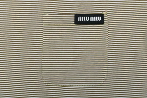 Miu Miu Mustard Collar Striped T-Shirt Front Pocket