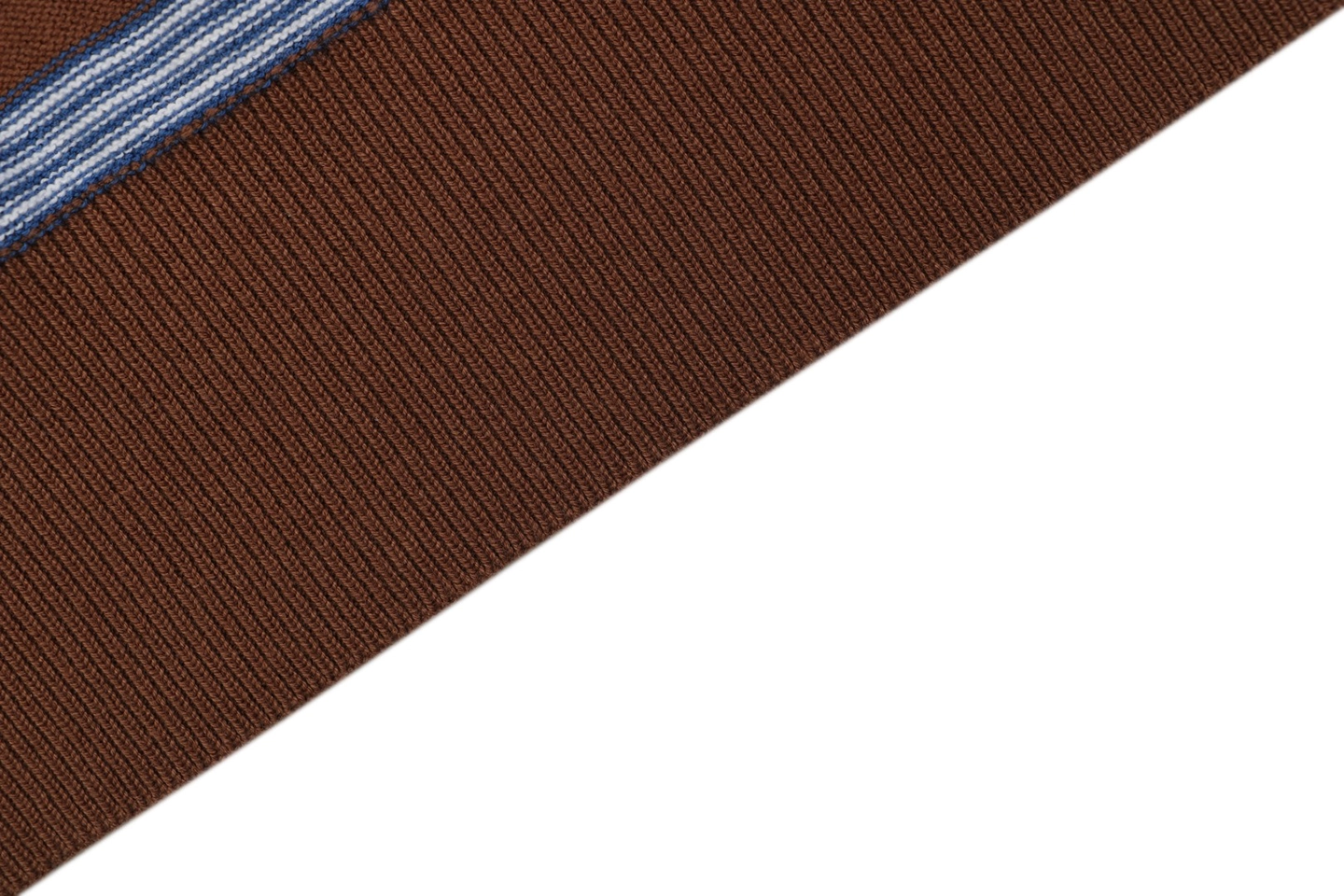 Moncler Brown Striped M Patch Jacquard Knit Polo T-Shirt