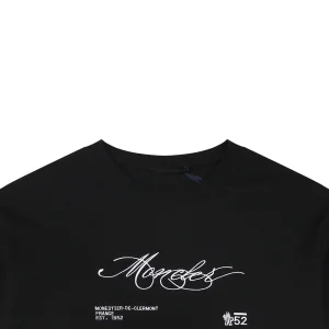 Moncler Script Logo Embroidered T-Shirt Black