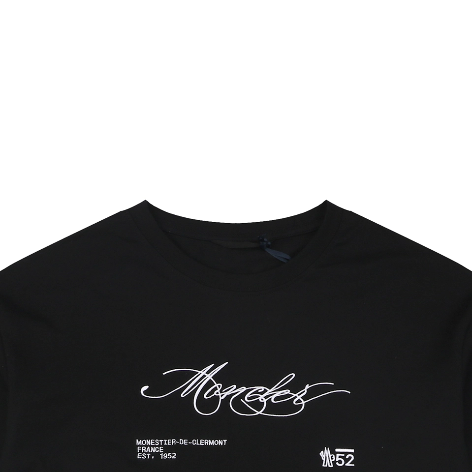 Moncler Script Logo Embroidered T-Shirt Black