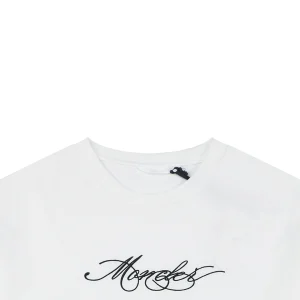 Moncler Script Logo Embroidered T-Shirt White