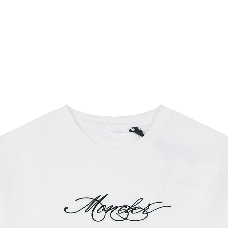 Moncler Script Logo Embroidered T-Shirt White