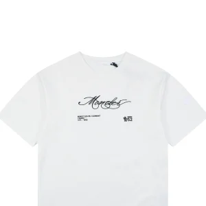 Moncler Script Logo Embroidered T-Shirt White