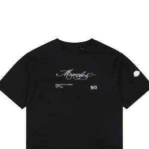 Moncler Script Logo Embroidered T-Shirt Black