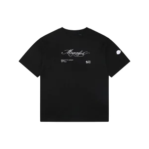 Moncler Script Logo Embroidered T-Shirt Black Front view