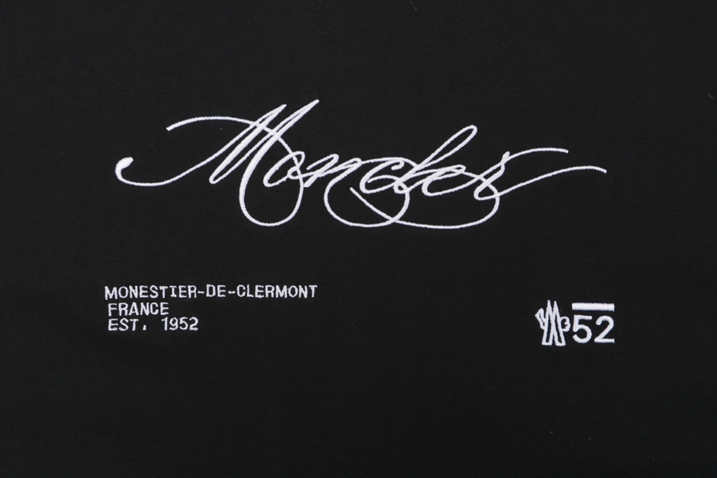 Moncler Script Logo Embroidered T-Shirt Black Front Print
