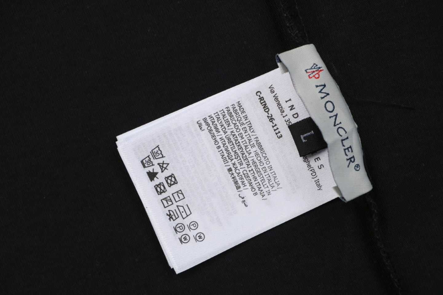 Moncler Script Logo Embroidered T-Shirt Black Wash label