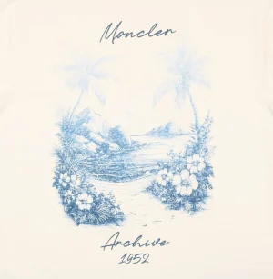 Moncler Tropical Island Graphic T-Shirt Beige Back Print