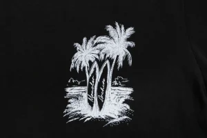 Moncler Tropical Island Graphic T-Shirt Black Front Print