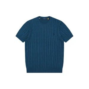 Ralph Lauren Cable Knit Pony T-Shirt Blue Front view