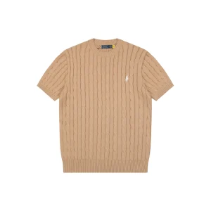 Ralph Lauren Cable Knit Pony T-Shirt Brown Front view