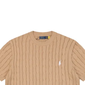 Ralph Lauren Cable Knit Pony T-Shirt Brown