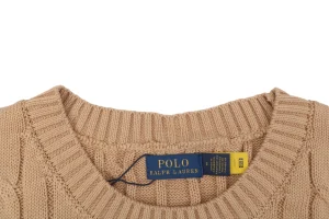 Ralph Lauren Cable Knit Pony T-Shirt Brown Collar