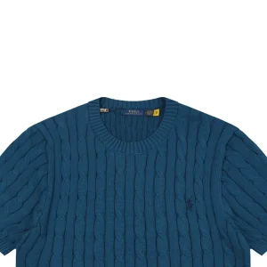 Ralph Lauren Cable Knit Pony T-Shirt Blue