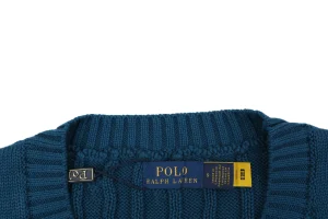 Ralph Lauren Cable Knit Pony T-Shirt Blue Collar