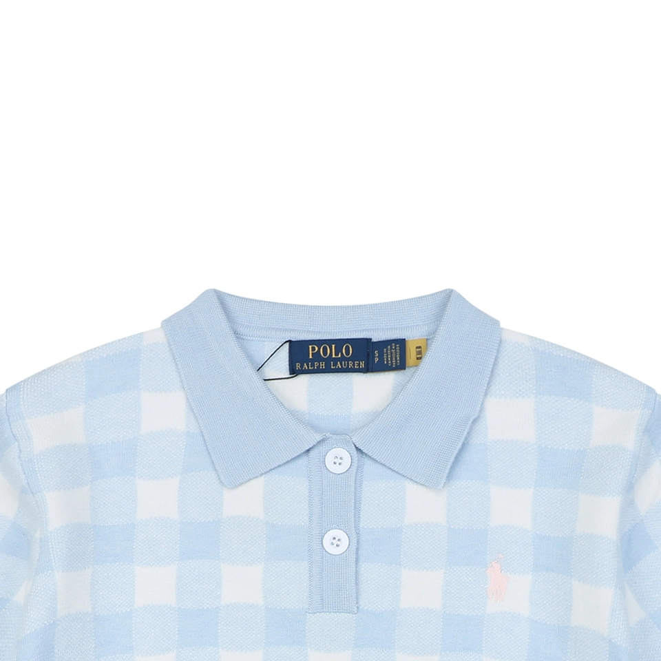 Ralph Lauren Gingham Pony Jacquard Polo T-Shirt Blue