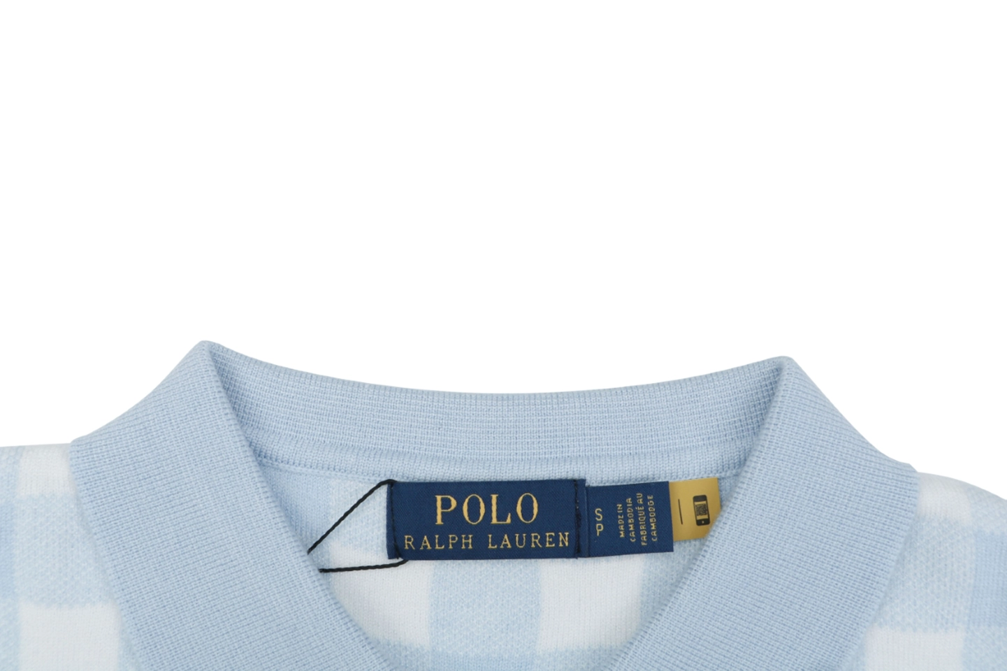 Ralph Lauren Gingham Pony Jacquard Polo T-Shirt Blue Collar